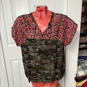Savanna Jane embroidered camo top shirt blouse